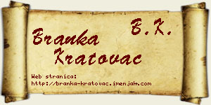 Branka Kratovac vizit kartica